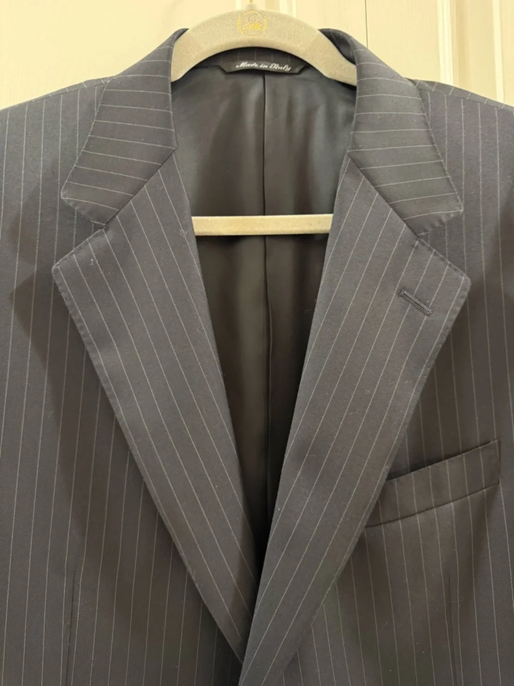 Canali Italy 44R Navy Pinstripe Wool Sport Coat Blazer Made in Italy Luxury